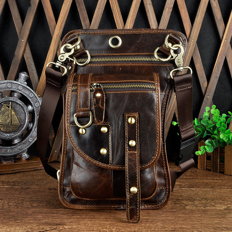 Leather Drop Leg Bag Belt Pouch Mens Waist Bag Shoulder Bag for Men ...