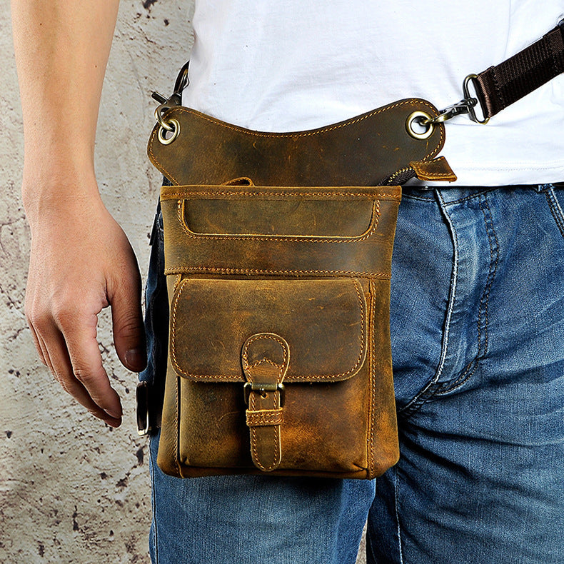 Leather Drop Leg Bag Belt Pouch Mens Waist Bag Shoulder Bag for Men ...