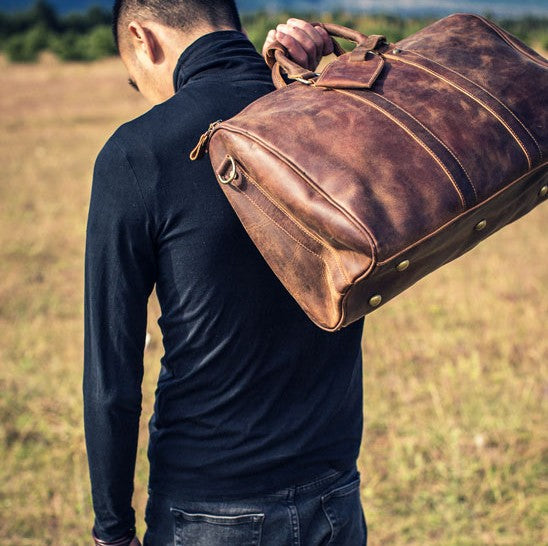 Leather Mens Cool Large Weekender Bag Travel Bag for Men – iwalletsmen