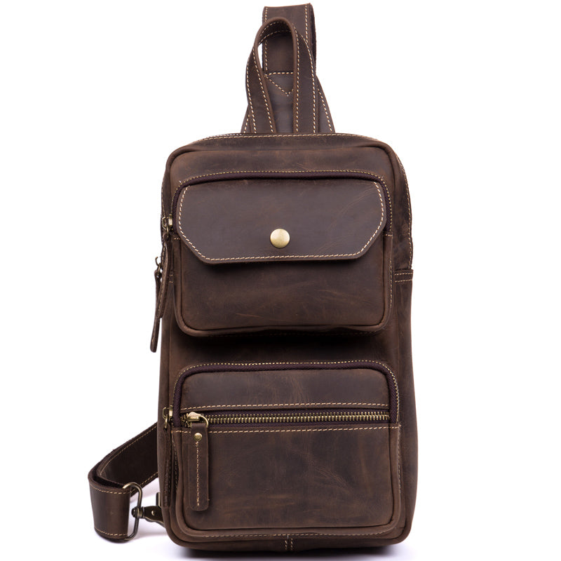 Leather Mens Cool Sling Bag Crossbody Bag Chest Bag for men – iwalletsmen