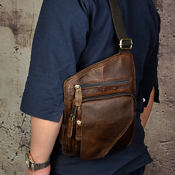 Leather Mens Cool Sling Bag Crossbody Bag Chest Bag for men – iwalletsmen