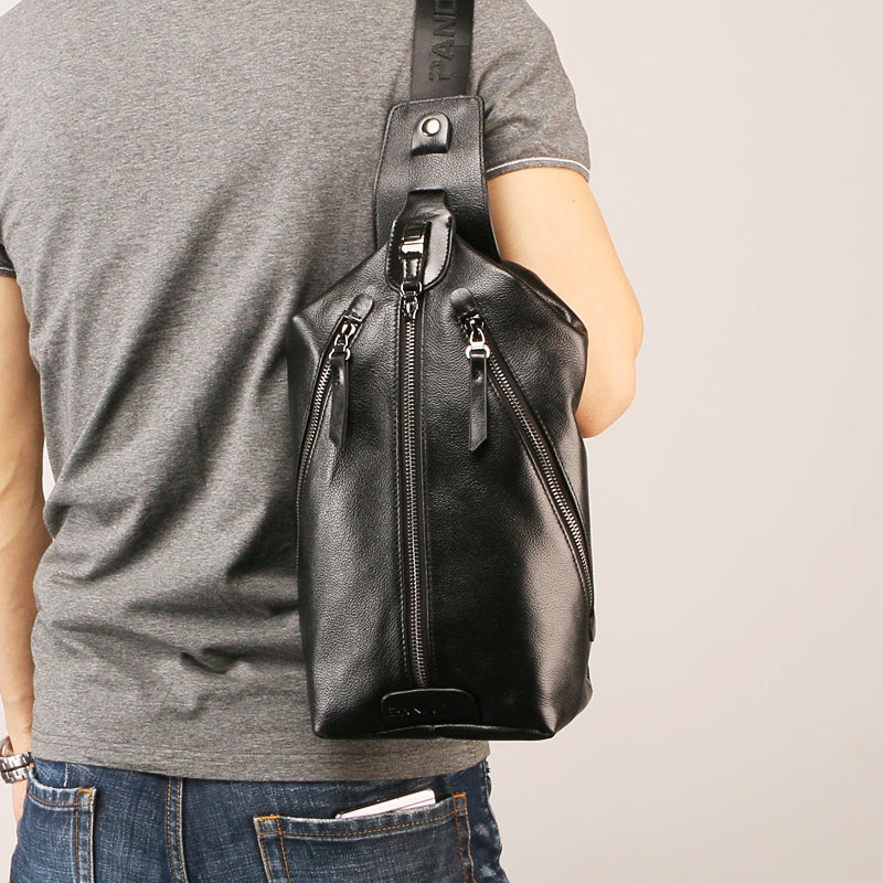Leather Mens Sling Bag Sling Shoulder Bag Sling Backpack for men – iwalletsmen
