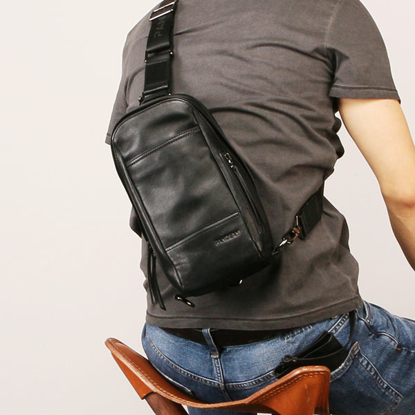 Leather Mens Sling Bag Sling Shoulder Bag Sling Backpack for men ...