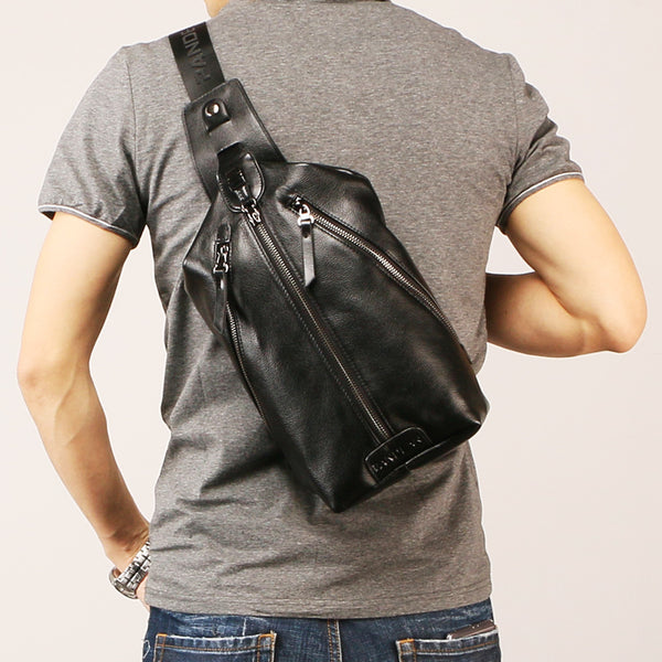 Leather Mens Sling Bag Sling Shoulder Bag Sling Backpack for men ...