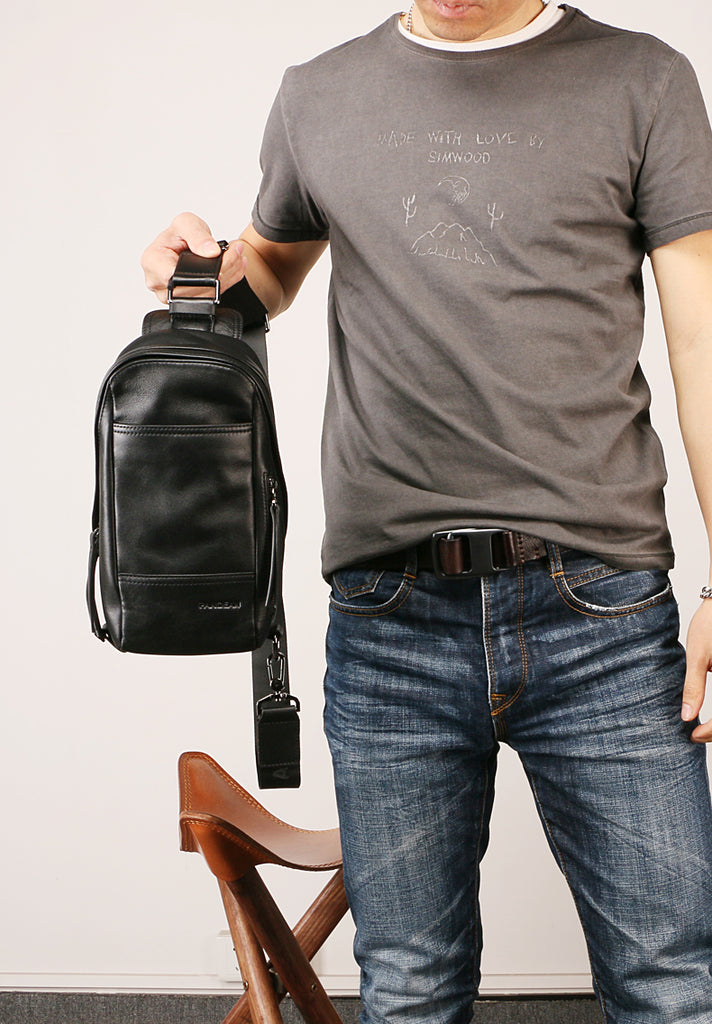 Leather Mens Sling Bag Sling Shoulder Bag Sling Backpack for men – iwalletsmen