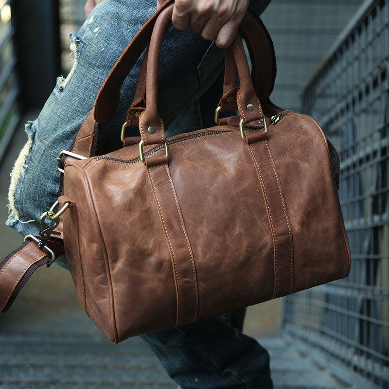 Leather Mens Small Weekender Bags Travel Bag Shoulder Bags for men – iwalletsmen