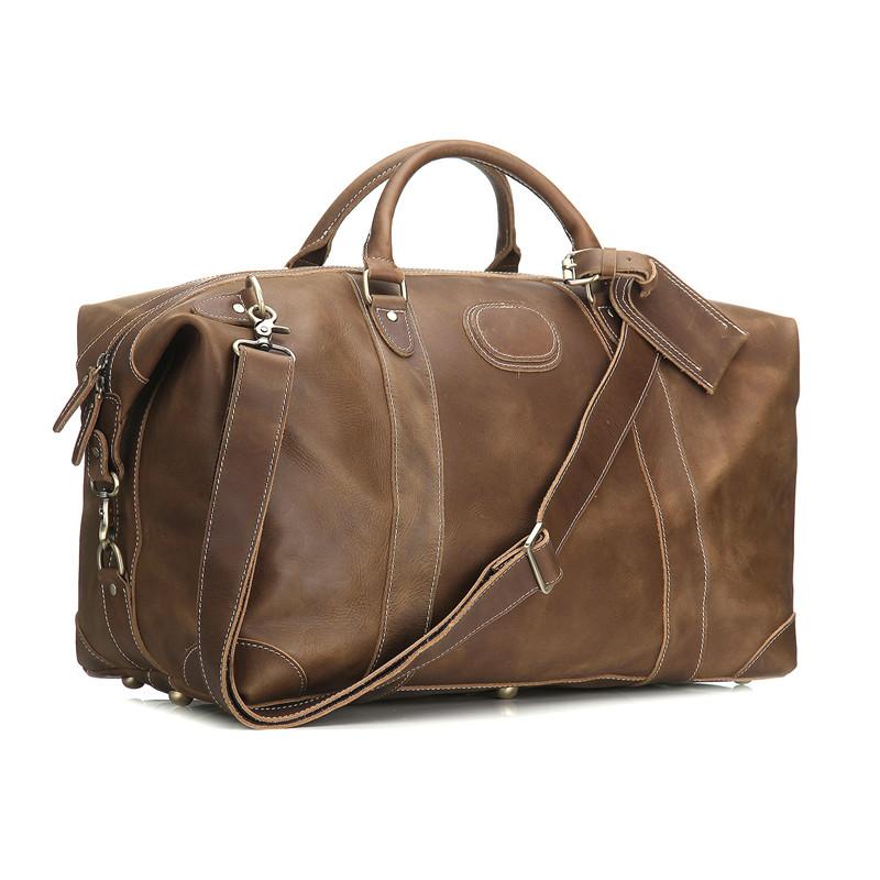 Cool Leather Mens Large Weekender Bag Vintage Travel Bag Duffle Bags ...