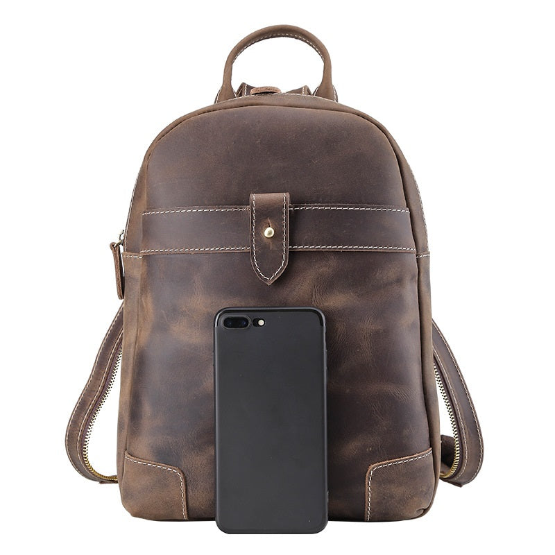 Vintage Brown Leather Men&#39;s Sling Bag Backpack Brown One Shoulder Back – iwalletsmen