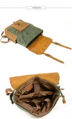 Army Green Waxed Canvas Travel Backpack Canvas Mens School Backpack Waterproof Hiking Backpack For Men - iwalletsmen