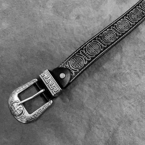 Vintage Chinese Coffee Leather Metal Belt Motorcycle Belt Black Leathe ...