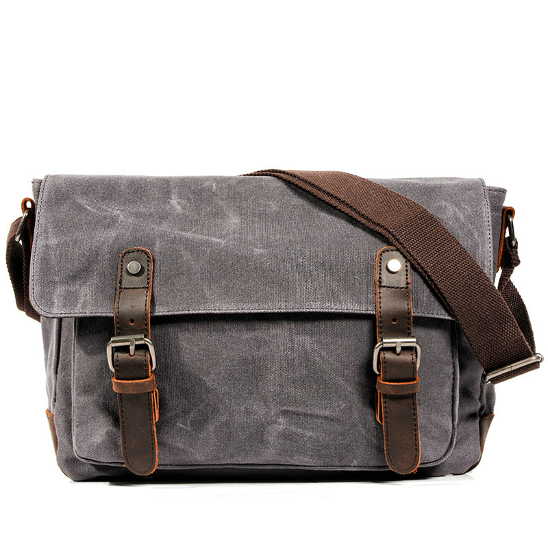 Gray Waxed Canvas Side Bag Mens Cycling Gray Canvas Messenger Bags For ...