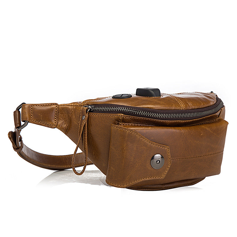 Vintage Brown Leather Men's Fanny Packs Hip Pack Waist Bag For Men ...