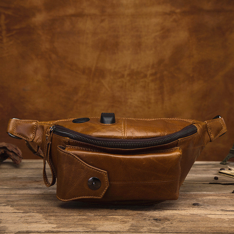 Vintage Brown Leather Men's Fanny Packs Hip Pack Waist Bag For Men ...