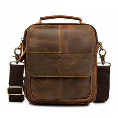 Vintage Brown Leather Mens Small Vertical Side Bags Shoulder Bags Mess ...