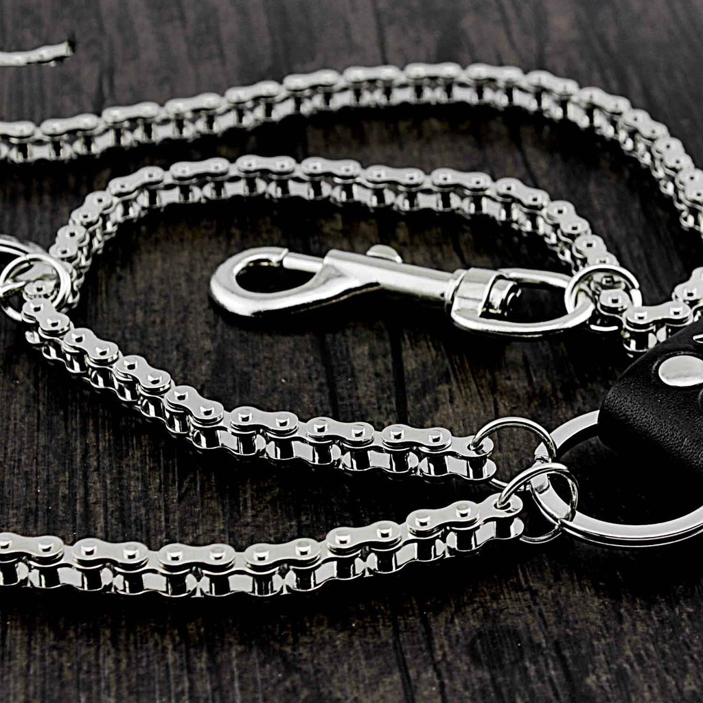 Star SILVER STAINLESS STEEL MENS Double CHAIN PANTS CHAIN WALLET CHAIN ...
