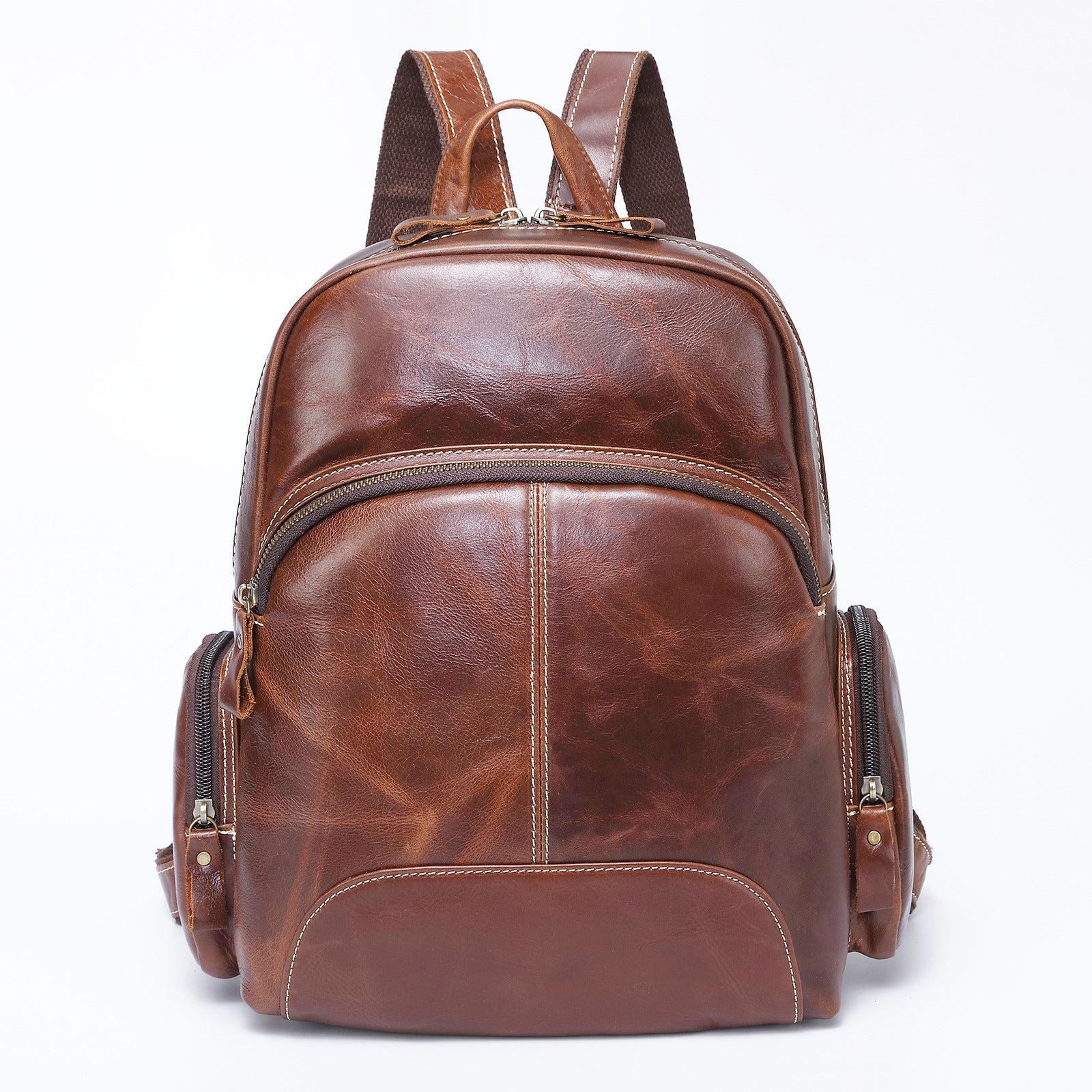 BROWN LEATHER MEN'S College Backpack Travel Backpack Leather Backpack ...