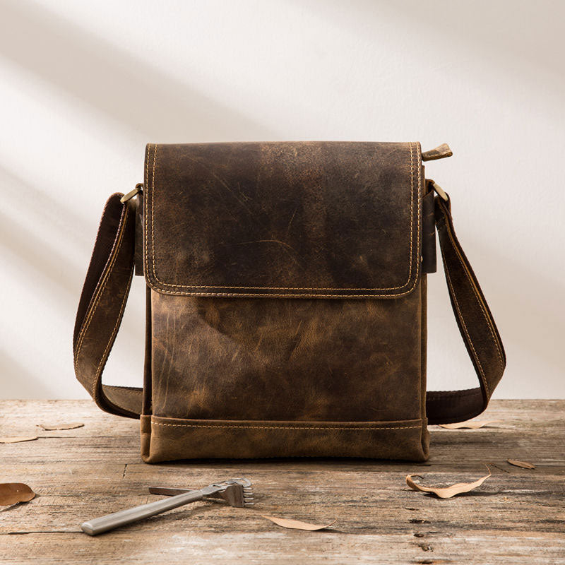 men's small leather messenger bag