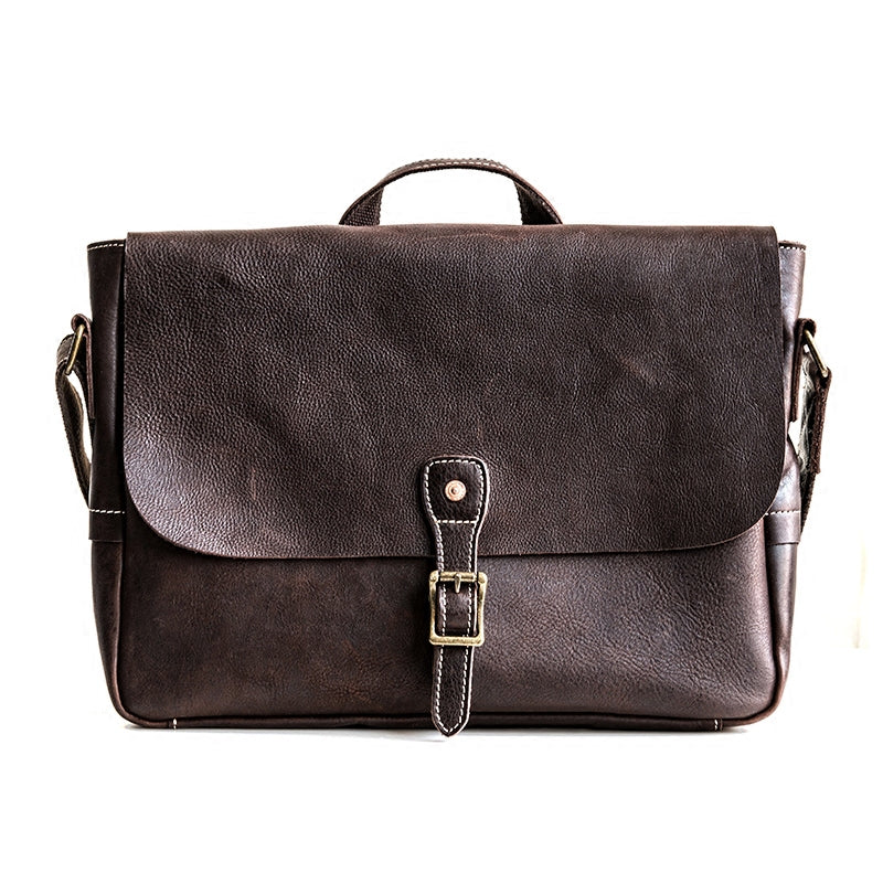 Genuine Leather Mens Messenger Bag Briefcase Laptop Bag Bike Bag Cycli ...