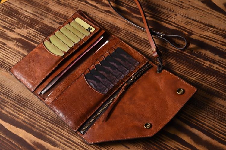 Handmade Mens Cool Leather Chain Wallet Biker Trucker Wallet with Chai ...