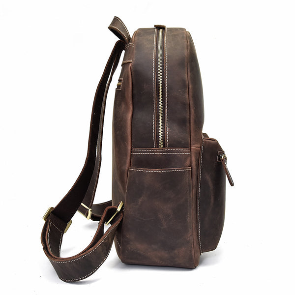 Genuine Leather Mens Cool Backpack Sling Bag Large Black Travel Bag Hi – iwalletsmen
