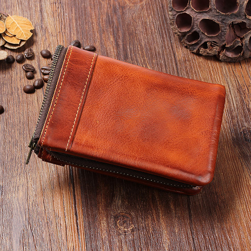 Handmade Mens Cool billfold Leather Wallet Men Small Wallets Bifold fo ...