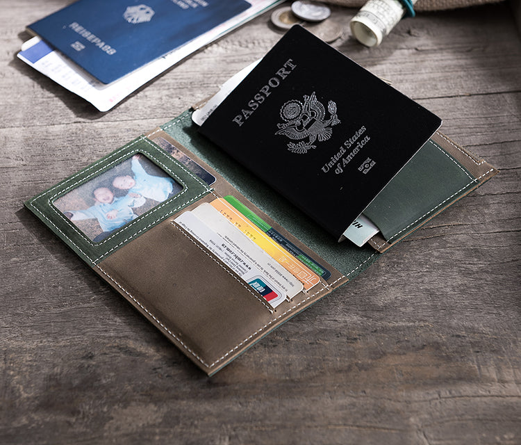 Handmade Leather Mens Travel Wallet Passport Leather Wallet billfold L ...