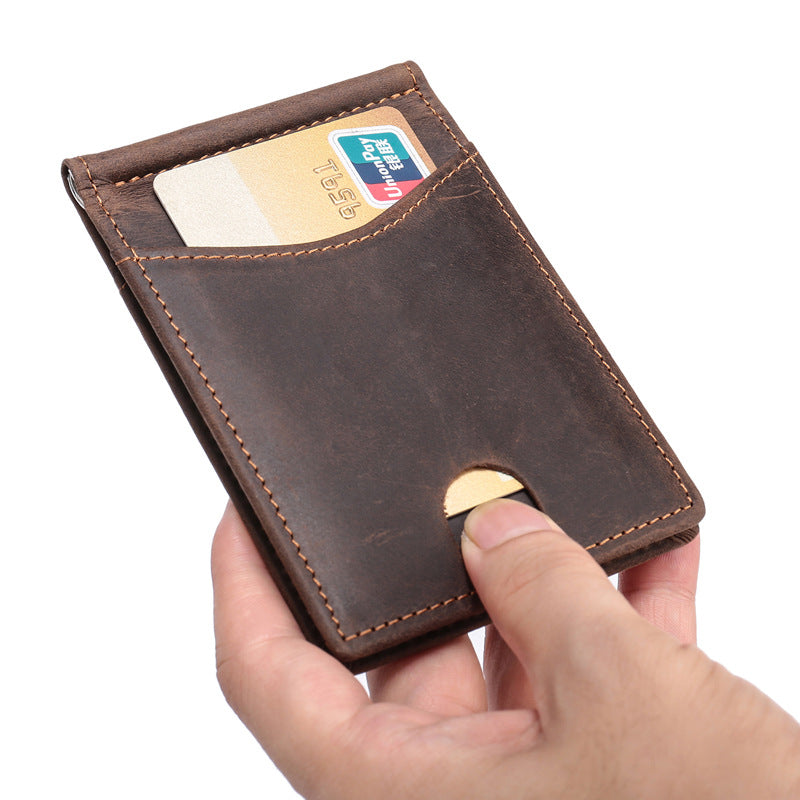 leather money clip card holder