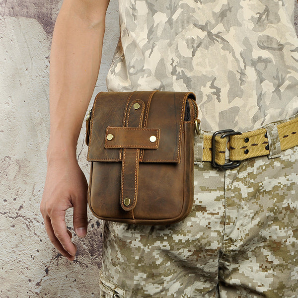 Leather Belt Pouch Mens Small Cases Waist Bag Hip Pack Belt Bag Fanny – iwalletsmen