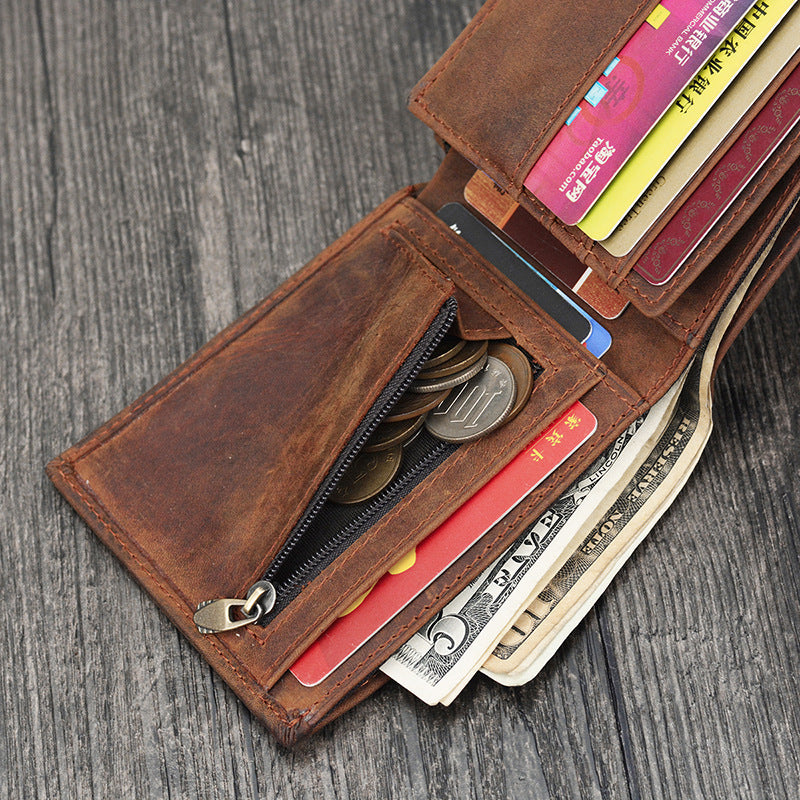 Handmade Leather Mens Cool Slim Leather Wallet Card Wallet Holders Men ...