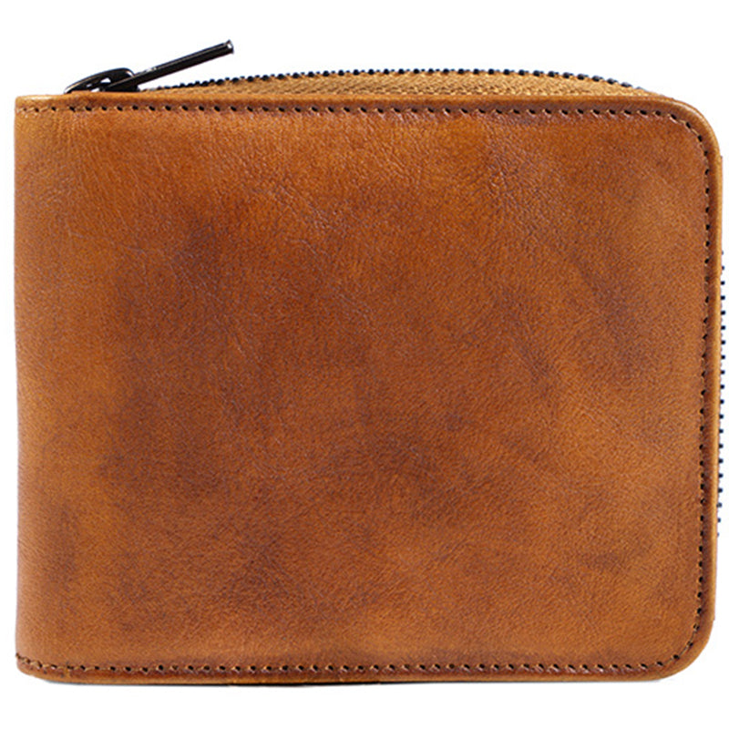 Genuine Leather Mens Cool Zipper Leather Wallet Men Small Wallets Bifo ...