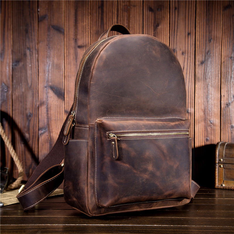 Genuine Leather Mens Cool Backpack Sling Bag Large Black Travel Bag Hi – iwalletsmen