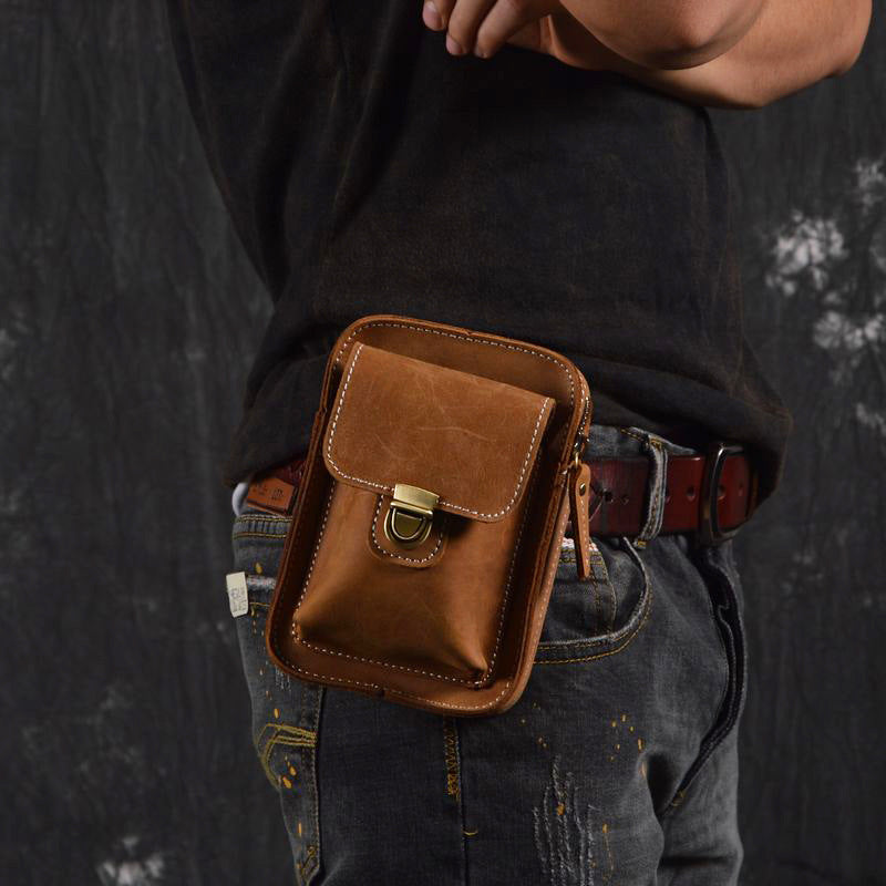 Leather Belt Pouch Mens Small Cases Waist Bag Hip Pack Belt Bag Fanny ...