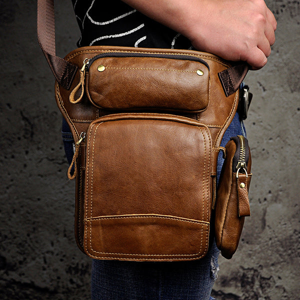 Leather Belt Pouch Mens Small Cases Waist Bag Hip Pack Belt Bag Fanny ...