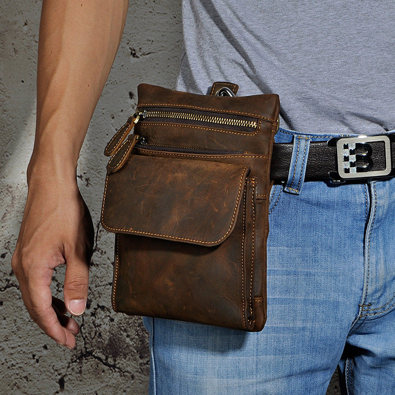 Leather Belt Pouch Mens Small Cases Waist Bag Hip Pack Belt Bag Fanny ...