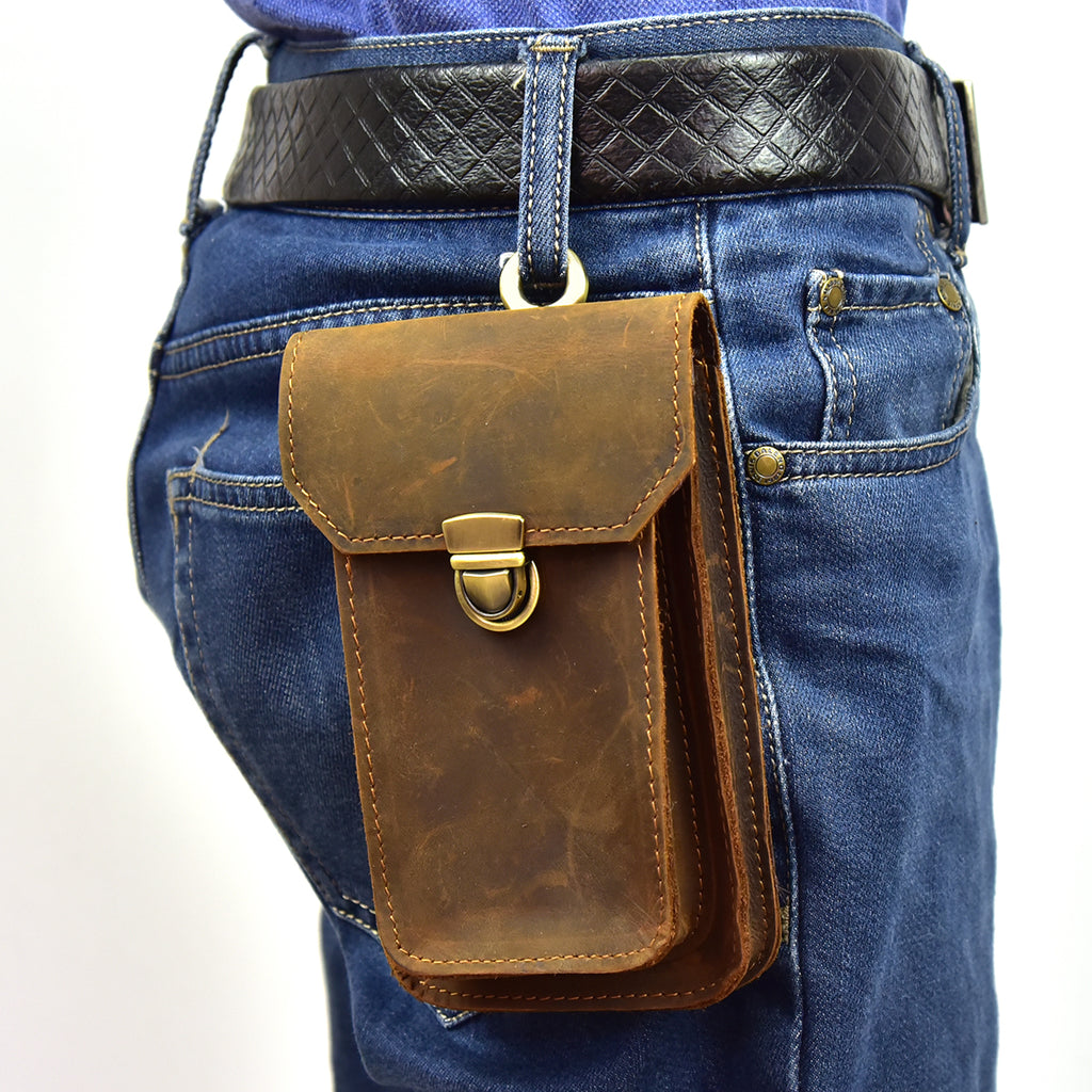 Leather Belt Pouch Mens Small Cases Waist Bag Hip Pack Belt Bag Fanny ...