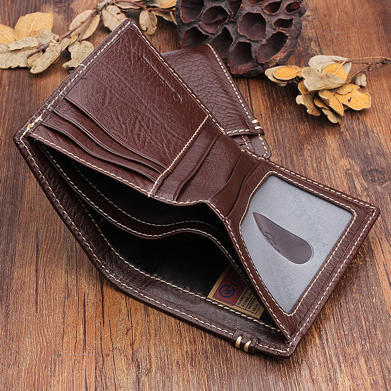 Handmade Leather Mens Cool Slim Leather Wallet Men Small Wallets Bifol ...