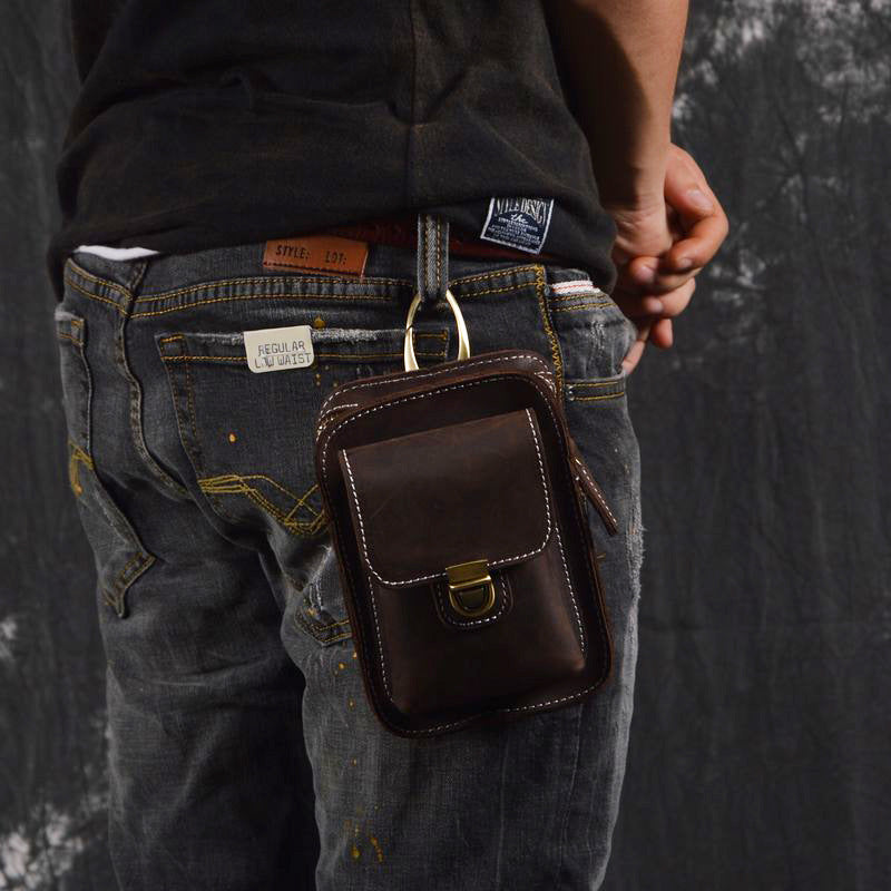 Leather Belt Pouch Mens Small Cases Waist Bag Hip Pack Belt Bag Fanny ...