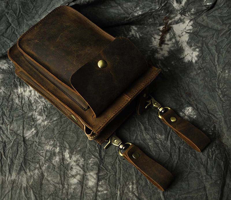 Leather Belt Pouch Mens Small Cases Waist Bag Hip Pack Belt Bag Fanny ...