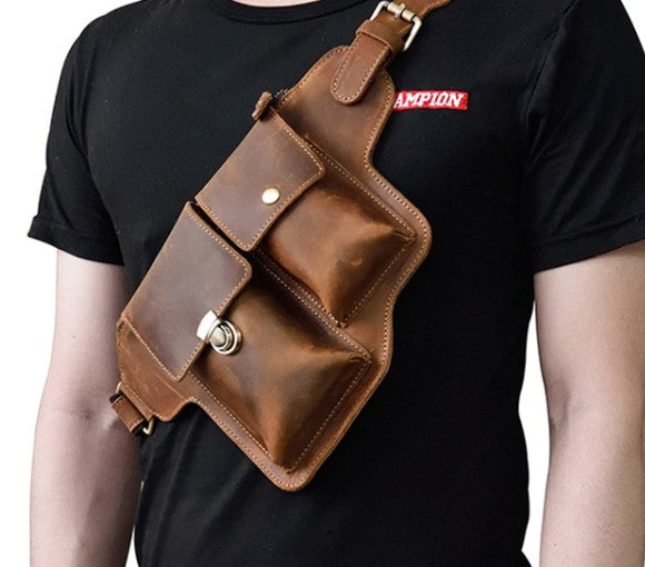 Mens Leather Fanny Pack Phone Bum Bag CellPhone Holster Waist Bag for ...