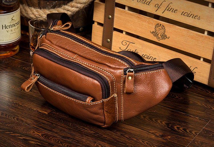 Vintage Leather Fanny Pack Mens Waist Bag Hip Pack Belt Bag Bumbag for ...