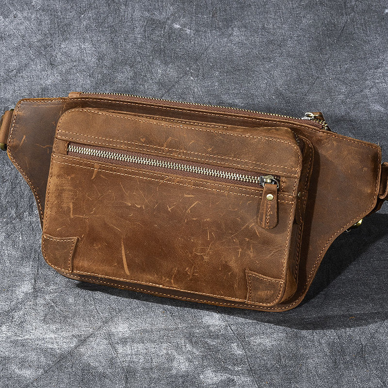 Vintage Leather Fanny Pack Mens Waist Bag Hip Pack Belt Bag for Men ...