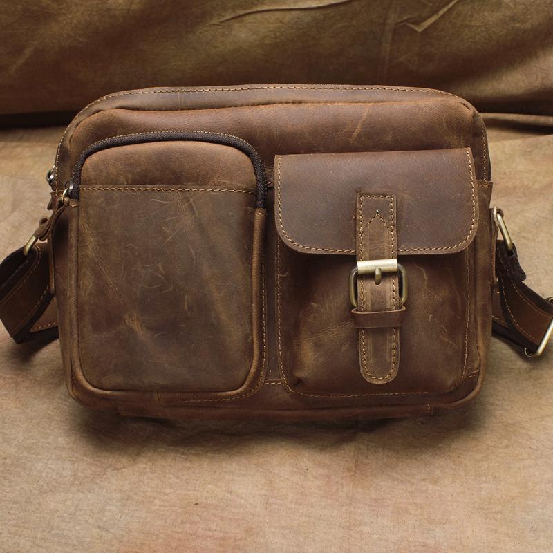 Vintage Leather Mens Cool Messenger Bag Cool Shoulder Bag CrossBody Ba ...
