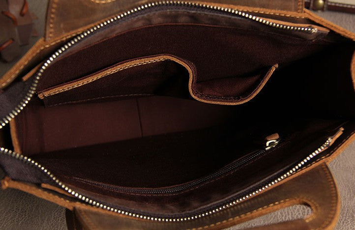 Genuine Leather Cool Vintage Mens Brown Coffee Handbag Shoulder Bag fo ...