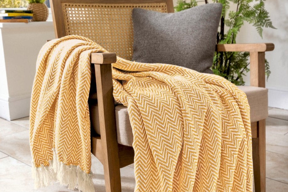 Audley Herringbone Throw - Mustard