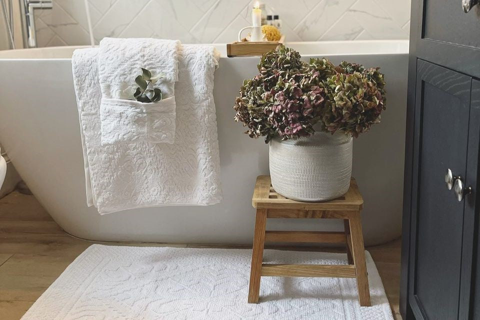 White Country House Towels and Bath Mats