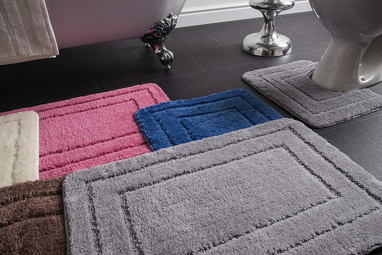 Lisa Bath and Pedestal Mat Set Non Slip All Colours