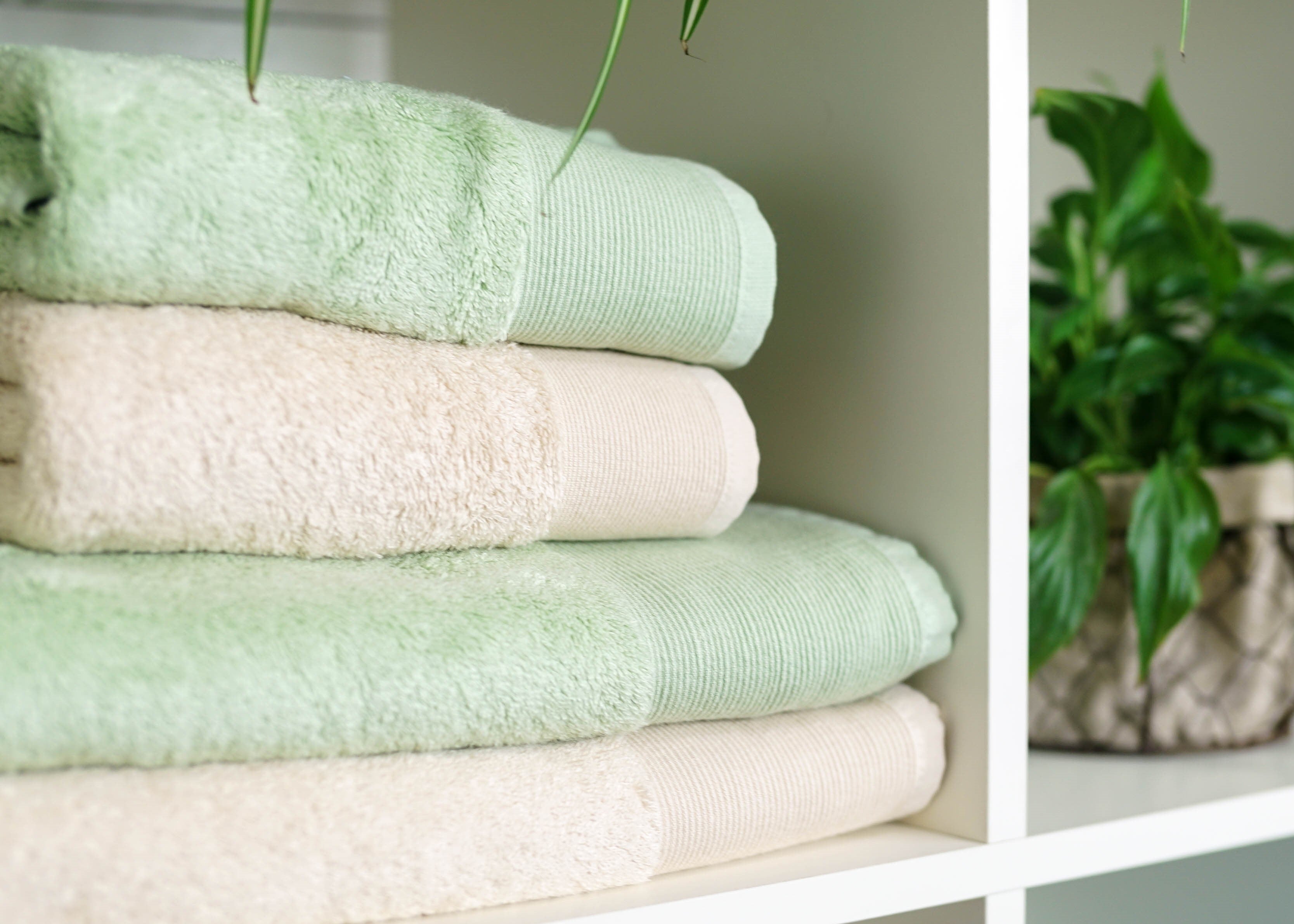 green bamboo towels