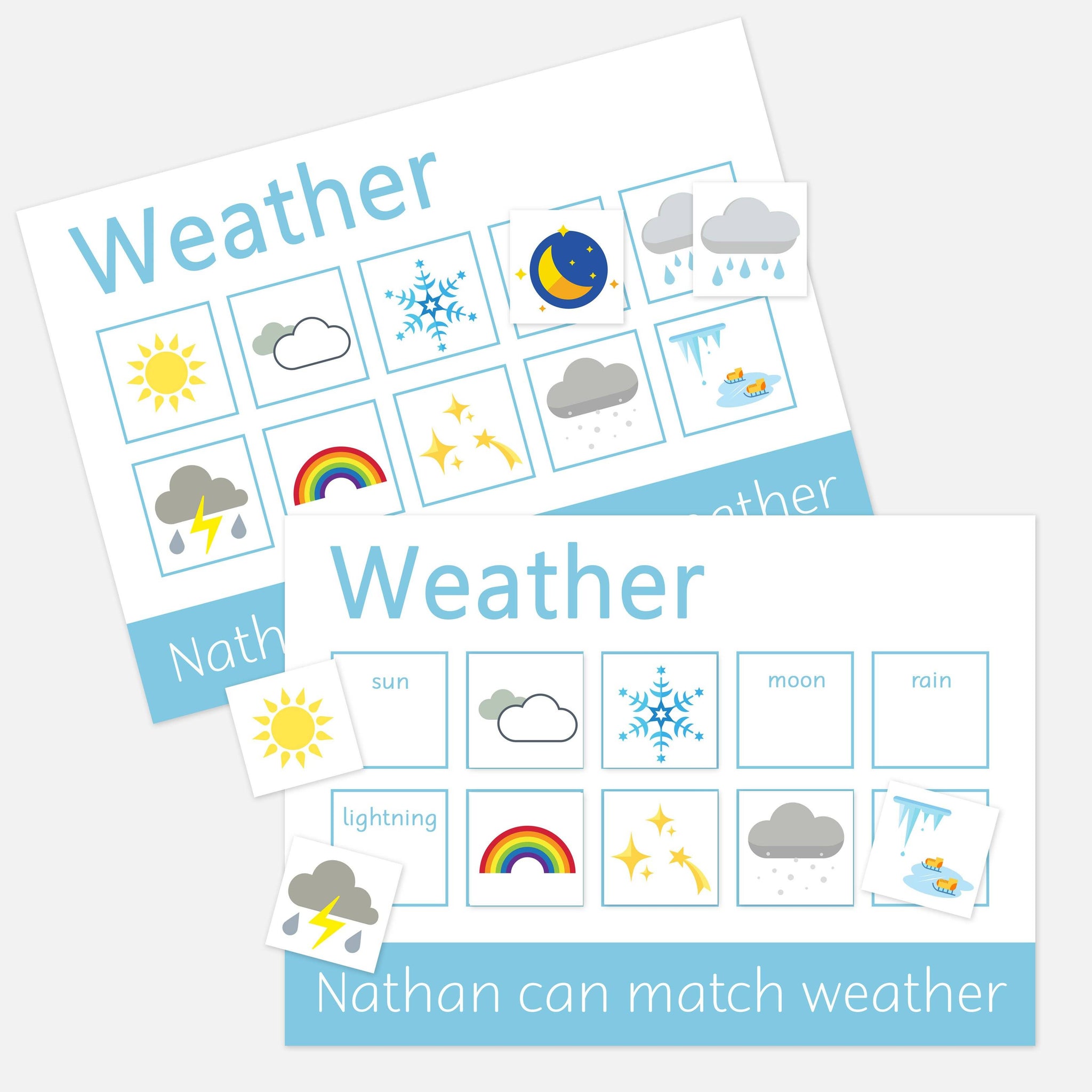 Personalised Weather Learning Mats 2 Pack Little Boo Learning