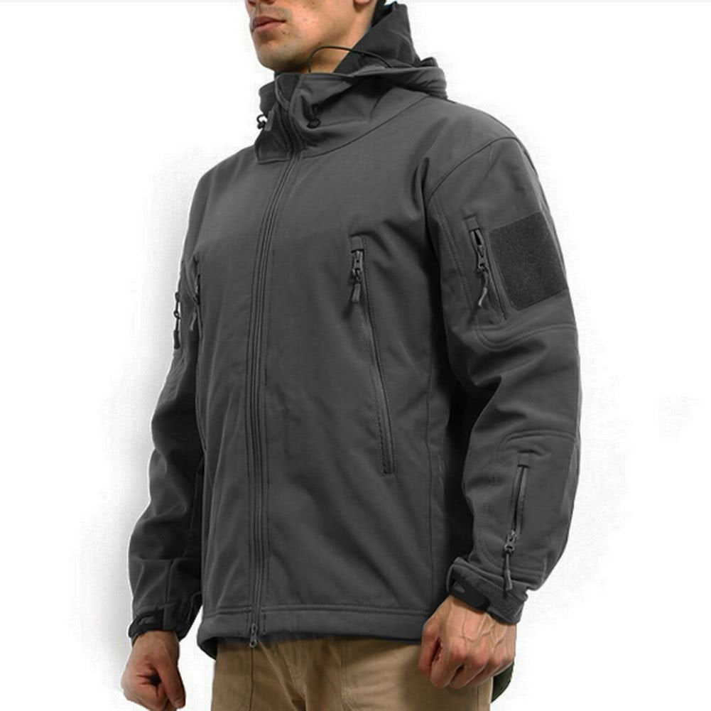 Stalker Soft Shell Waterproof & Windproof Fleece Hooded Jacket - Grey ...