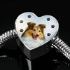 Shetland Sheepdog Print Heart Charm Steel Bracelet-Free Shipping